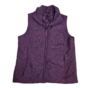 George Purple Quilted Collared Full Zipper Vest